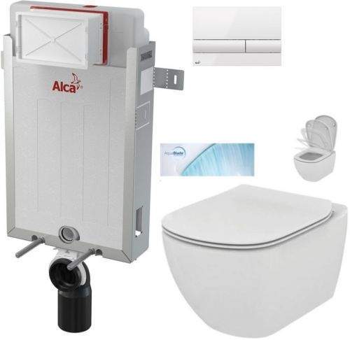 AKCE/SET/ALCAPLAST ALCAPLAST Renovmodul předstěnový instalační systém s bílým tlačítkem M1710 + WC Ideal Standard Tesi se sedátkem SoftClose, AquaBlade AM115/1000 M1710 TE1