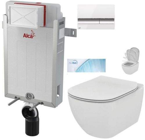 AKCE/SET/ALCAPLAST ALCAPLAST Renovmodul předstěnový instalační systém s bílým/ chrom tlačítkem M1720-1 + WC Ideal Standard Tesi se sedátkem SoftClose, AquaBlade AM115/1000 M1720-1 TE1