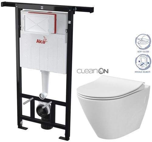 AKCE/SET/ALCAPLAST ALCAPLAST Jádromodul předstěnový instalační systém bez tlačítka + WC CERSANIT CLEANON CITY AM102/1120 X CI1