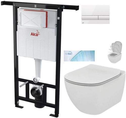 AKCE/SET/ALCAPLAST ALCAPLAST Jádromodul předstěnový instalační systém s bílým tlačítkem M1710 + WC Ideal Standard Tesi se sedátkem SoftClose, AquaBlade AM102/1120 M1710 TE1