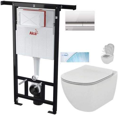 AKCE/SET/ALCAPLAST ALCAPLAST Jádromodul předstěnový instalační systém s chromovým tlačítkem M1721 + WC Ideal Standard Tesi se sedátkem SoftClose, AquaBlade AM102/1120 M1721 TE1