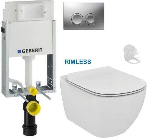 AKCE/SET/GEB GEBERIT KOMBIFIXBasic vč. matného tlačítka DELTA 21 + WC Ideal Standard Tesi se sedátkem RIMLESS 110.100.00.1 21MA TE2
