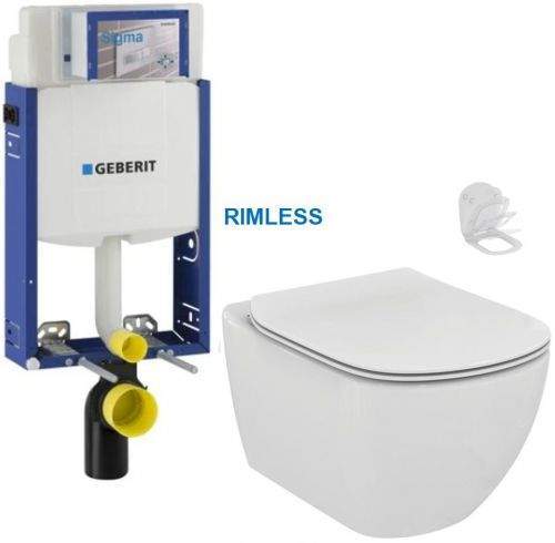 AKCE/SET/GEB GEBERIT KOMBIFIX ECO, nádržka UP 320 bez ovládací desky + WC Ideal Standard Tesi se sedátkem RIMLESS 110.302.00.5 TE2