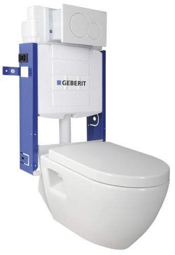 AQUALINE WC SADA závěsné WC Nera s nádržkou a tlačítkem Geberit, pro zazdění WC-SADA-17