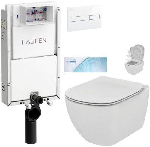 AKCE/SET/LAUFEN LAUFEN Podomít. systém LIS TW1 SET s bílým tlačítkem + WC Ideal Standard Tesi se sedátkem SoftClose, AquaBlade H8946630000001BI TE1