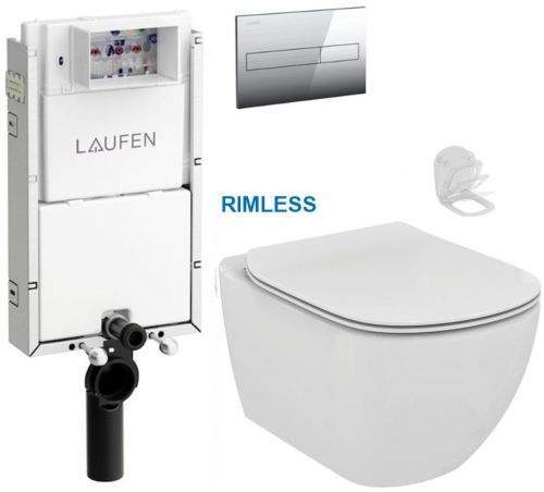AKCE/SET/LAUFEN LAUFEN Podomít. systém LIS TW1 SET s chromovým tlačítkem + WC Ideal Standard Tesi se sedátkem RIMLESS H8946630000001CR TE2