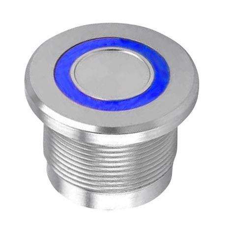 Lorema Piezoelektrické tlačítko z nerez oceli, modré prstenc. podsvícení 12 V LED, IP68 123062