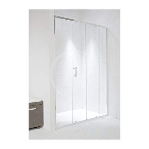 JIKA Cubito Pure Sprchové dveře, 1 posuvný segment, 1 pevný segment, levé/pravé, 1400x30x1950 mm, stříbrný profil/transparentní sklo H2422480026681