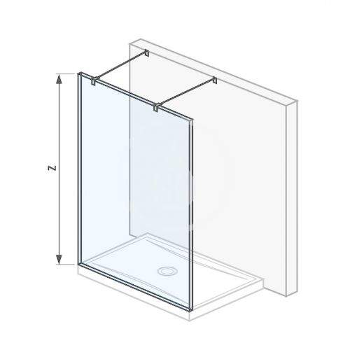 Pure Skleněná stěna pevná 130 pro sprchovou vaničku 130x80 a 130x90, s úpravou Jika Perla Glass, včetně dvou vzpěr, 1300mm x 200mm x 2000mm H2674210026681