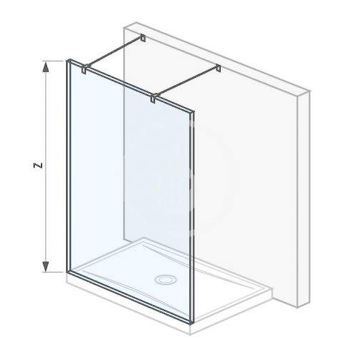 Pure Skleněná stěna pevná 140 cm pro sprchovou vaničku 140x80 cm a 140x90 cm, s úpravou Jika Perla Glass, 1400mm x 200mm x 2000mm H2674220026681
