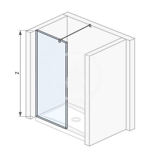 Pure Skleněná stěna boční 68 cm pro sprchovou vaničku 120x80 cm, 120x90 cm, 130x80 cm a 130x90 cm s úpravou Jika Perla Glass, 700mm x 200mm x 2000mm H2674290026681