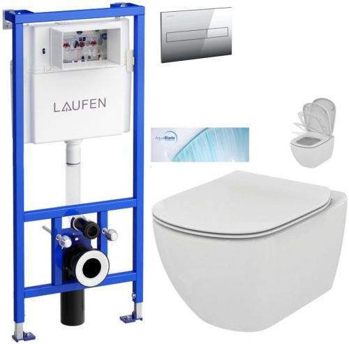 AKCE/SET/LAUFEN LAUFEN Rámový podomítkový modul CW1 SET s chromovým tlačítkem + WC Ideal Standard Tesi se sedátkem SoftClose, AquaBlade H8946600000001CR TE1