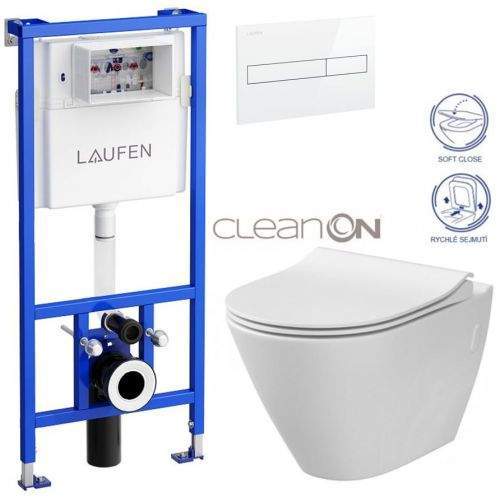 AKCE/SET/LAUFEN LAUFEN Rámový podomítkový modul CW1 SET s bílým tlačítkem + WC CERSANIT CLEANON CITY H8946600000001BI CI1