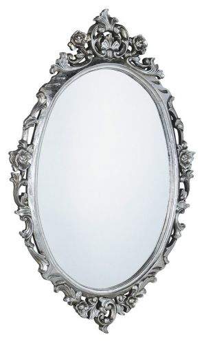 SAPHO DESNA oválné zrcadlo v rámu, 80x100cm, stříbrná IN344