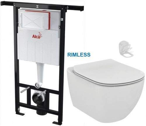 AKCE/SET/ALCAPLAST ALCAPLAST Jádromodul předstěnový instalační systém bez tlačítka + WC Ideal Standard Tesi se sedátkem RIMLESS AM102/1120 X TE2