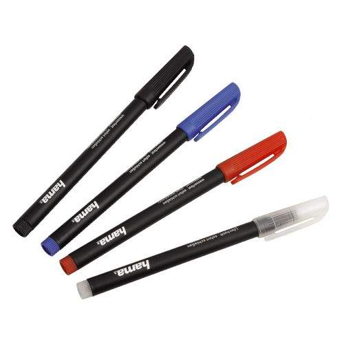 Hama spol s r.o. Hama CD/DVD Marker, 4 parts set, Black, Red, Blue + Erasing Pen