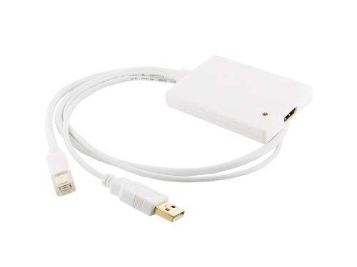 4WORLD 08753 4World Adaptér mini DisplayPort [M] + USB [M] > HDMI [F], 0.5m, bílý