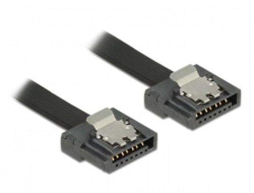 Delock kabel SATA FLEXI 6 Gb/s 20 cm černý kovová spona