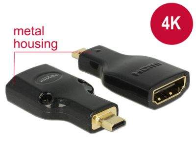 DELOCK 65664 Delock adapter HDMI Micro-D(M)->HDMI(F) High Speed HDMI with Ethernet 4k