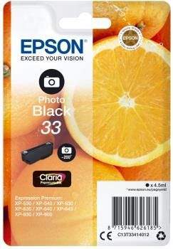 EPSON ink čer Singlepack "Pomeranč" Photo Black 33 Claria Premium Ink