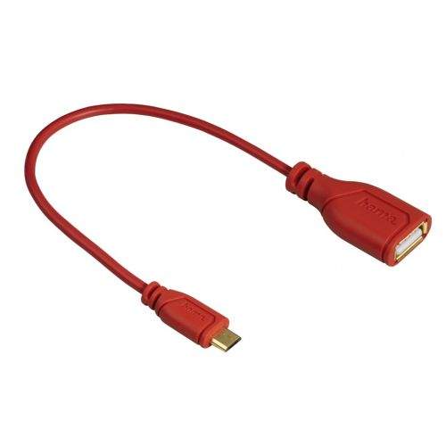 Hama spol s r.o. Hama micro USB OTG redukce Flexi-Slim, oboustranný konektor, 15 cm, červená