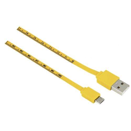 Hama spol s r.o. Hama micro USB kabel Metr, 1 m, měřítko, žlutý