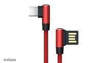 AKASA kabel pravoúhlý, USB Type-A, USB Type-C, napájecí & Sync, 1m, červený