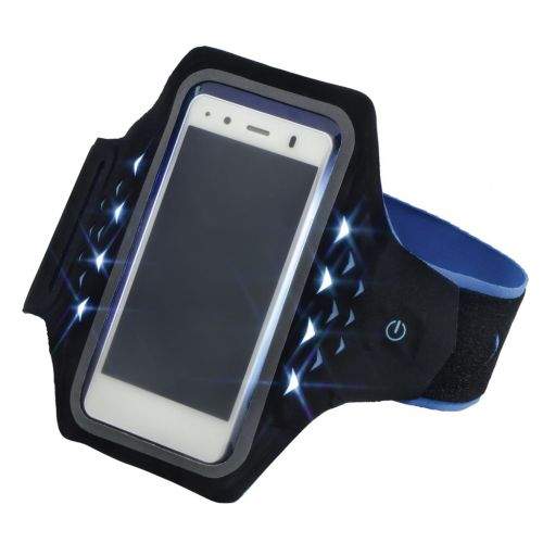 Hama spol s r.o. Hama Active sportovní pouzdro na rameno s LED, velikost L, černé/modré