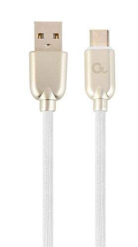 GEMBIRD Kabel CABLEXPERT USB 2.0 AM na Type-C kabel (AM/CM), 2m, pogumovaný, bílý, blister, PREMIUM QUALITY