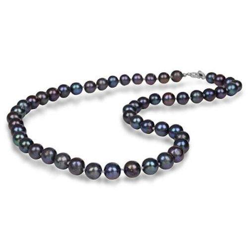 JwL Luxury Pearls Náhrdelník s pravými kovově modrými perlami JL0265 stříbro 925/1000