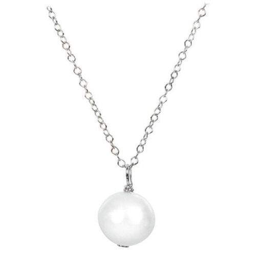 JwL Luxury Pearls Pravá perla bílé barvy na stříbrném řetízku JL0087 (řetízek, přívěsek) stříbro 925/1000