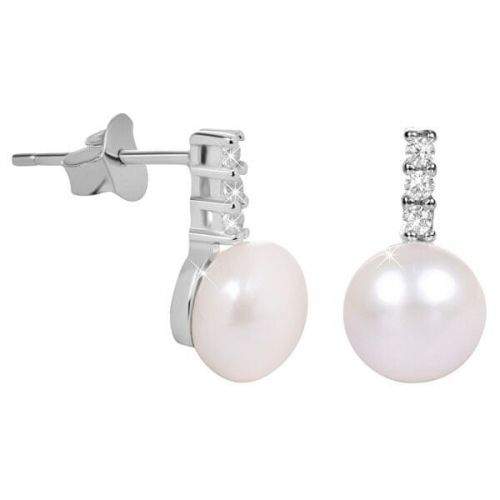 JwL Luxury Pearls Stříbrné náušnice s perlou a zirkony JL0406