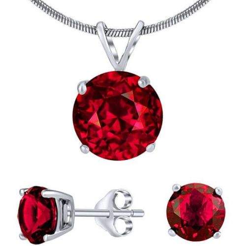 Silvego Stříbrný set šperků s červeným křišťálem JJJS7RR1 (náušnice, přívěsek) stříbro 925/1000