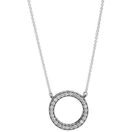 Pandora Stříbrný náhrdelník s krystalovým přívěskem 590514CZ-45 stříbro 925/1000