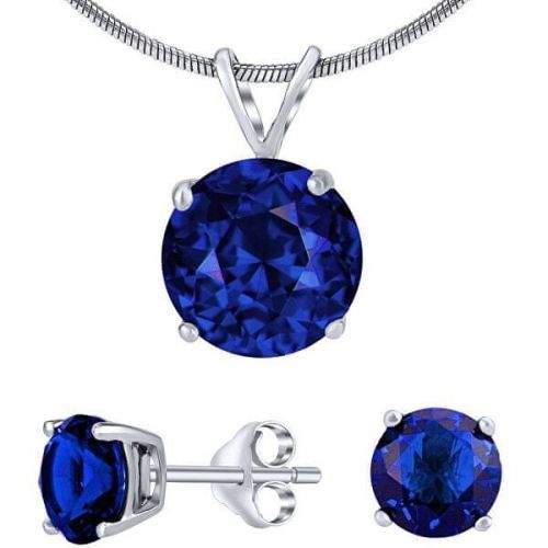 Silvego Stříbrný set šperků s tmavě modrým křišťálem JJJS8TM1 (náušnice, přívěsek) stříbro 925/1000