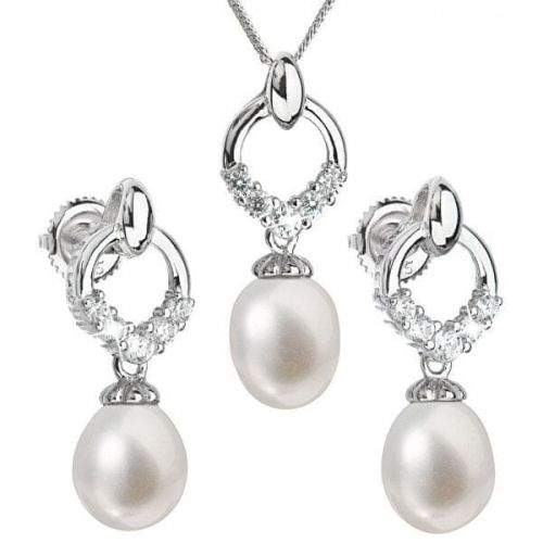 Evolution Group Luxusní stříbrná souprava s pravými perlami Pavona 29015.1 (náušnice, řetízek, přívěsek) stříbro 925/1000