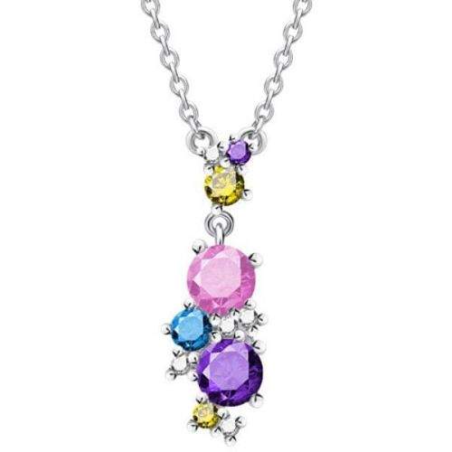 Preciosa Pestrobarevný náhrdelník Flower 5238 70 (řetízek, přívěsek) stříbro 925/1000