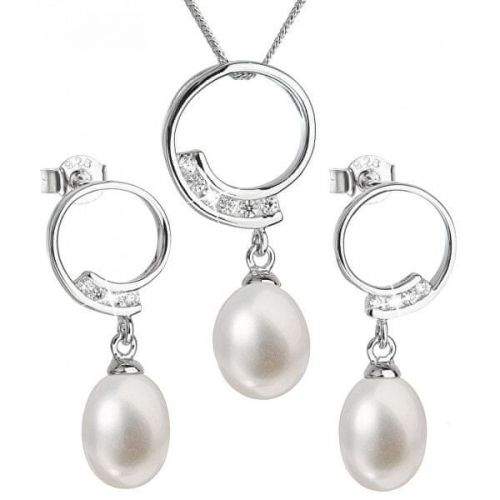 Evolution Group Luxusní stříbrná souprava s pravými perlami Pavona 29030.1 (náušnice, řetízek, přívěsek) stříbro 925/1000