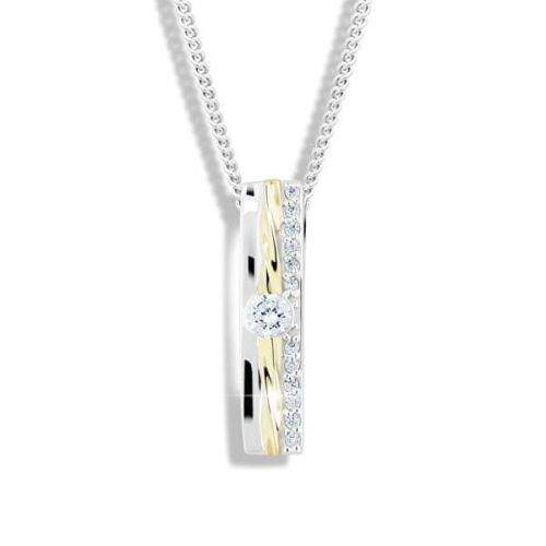 Modesi Bicolor stříbrný náhrdelník se zirkony M46025 (řetízek, přívěsek) stříbro 925/1000