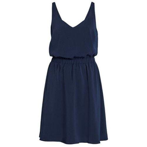 VILA Dámské šaty Laia S/L V-neck Dress Noos Navy Blazer (Velikost 38)