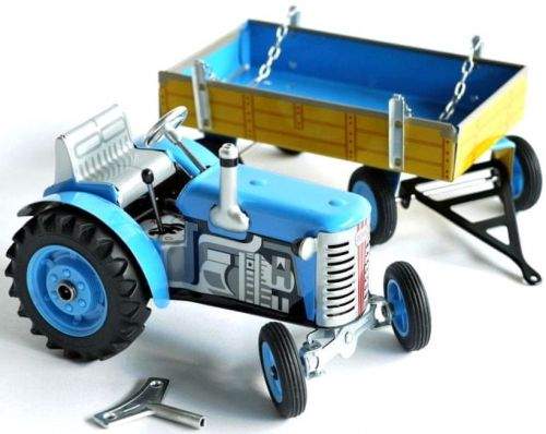 KOVAP Traktor Zetor s valníkem na klíček modrý