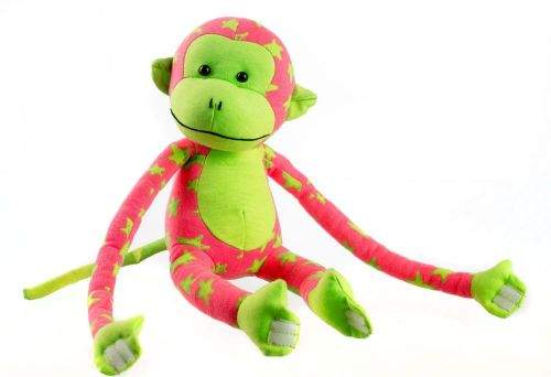 Teddies Opice svítící ve tmě - růžová/zelená