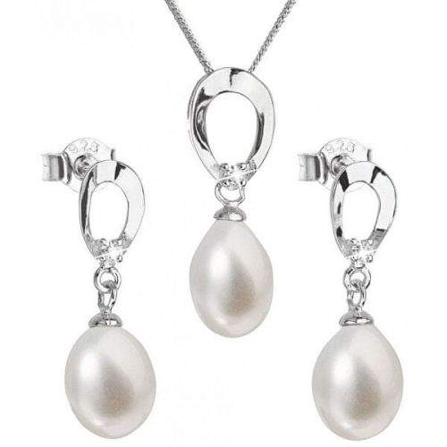 Evolution Group Luxusní stříbrná souprava s pravými perlami Pavona 29029.1 (náušnice, řetízek, přívěsek) stříbro 925/1000