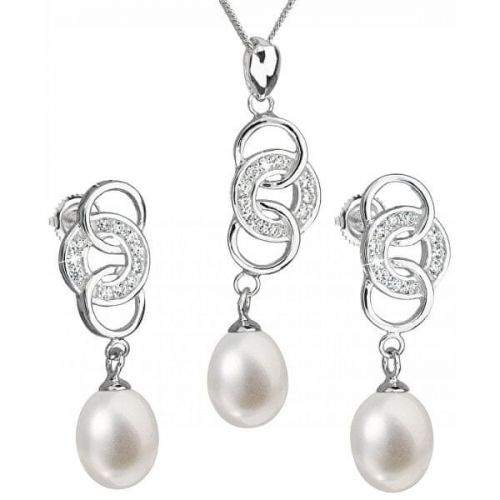 Evolution Group Souprava stříbrných šperků s pravými perlami Pavona 29036.1 (náušnice, řetízek, přívěsek) stříbro 925/1000