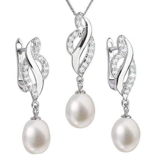 Evolution Group Luxusní stříbrná souprava s pravými perlami Pavona 29021.1 (náušnice, řetízek, přívěsek) stříbro 925/1000