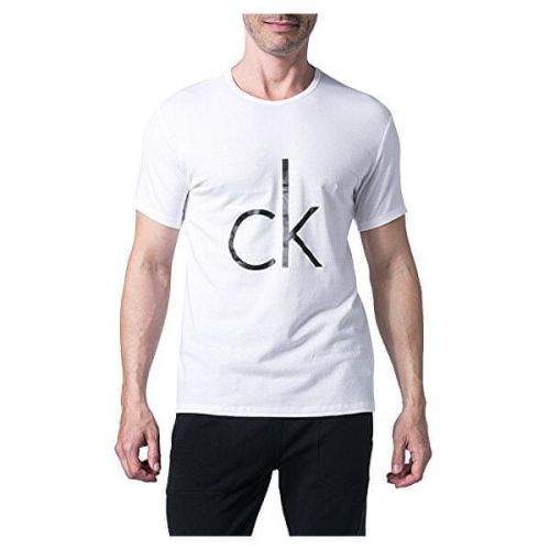 Calvin Klein Pánské triko CK Sleep Cotton S/S Crew Neck NB1164E-100 White Whit Logo (Velikost XL)