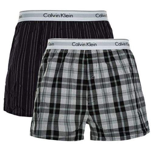 Calvin Klein 2 PACK - pánské trenky NB1396A-JKZ Ryan Stripe Deep Well/Hickory Plaid Black (Velikost M)