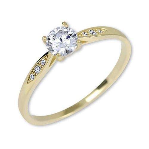 Brilio Zlatý zásnubní prsten s krystaly 229 001 00809 (Obvod 52 mm)