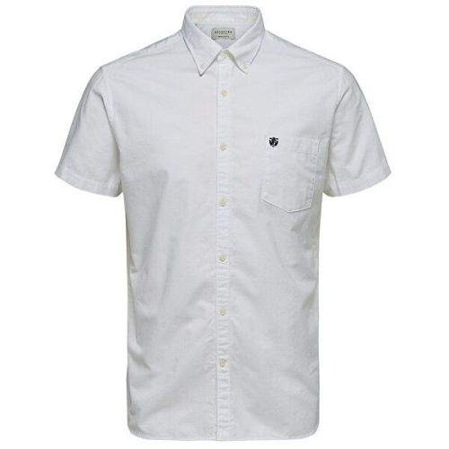 Selected Homme Pánská košile Regcollet Shirt Ss W Noos White (Velikost S)