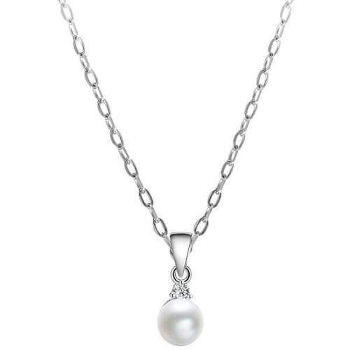 Beneto Stříbrný náhrdelník s pravou perlou AGS906/45 ( řetízek, přívěsek ) stříbro 925/1000